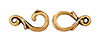 TierraCast : Clasp Set - Hook 13mm, Eye 6.5mm, 1.3mm Loop, Vine Hook & Eye, Antique Gold