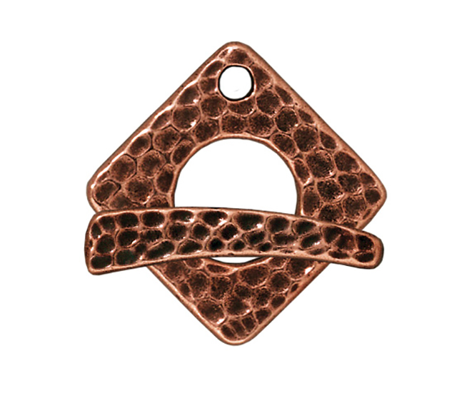 TierraCast : Clasp Set - Bar 23.5mm, Ring 24mm, 1.3mm Loop, Hammertone Square, Antique Copper