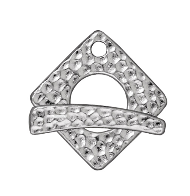 TierraCast : Clasp Set - Bar 23.5mm, Ring 24mm, 1.3mm Loop, Hammertone Square, Rhodium-S