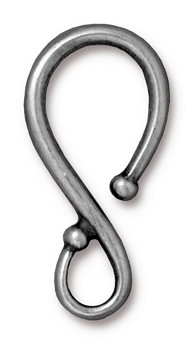 TierraCast : Clasp - 33 x 16mm Large Classic Hook, Antique Pewter