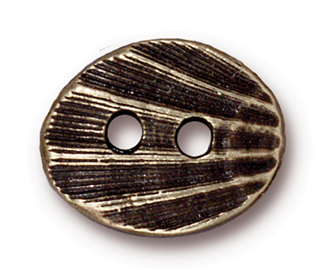 TierraCast : Button - 17 x 13.5mm, 2mm Hole, Oval Shell, Brass Oxide