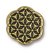 TierraCast : Button - 16mm, 6.3mm Loop, Flower of Life, Antique Gold