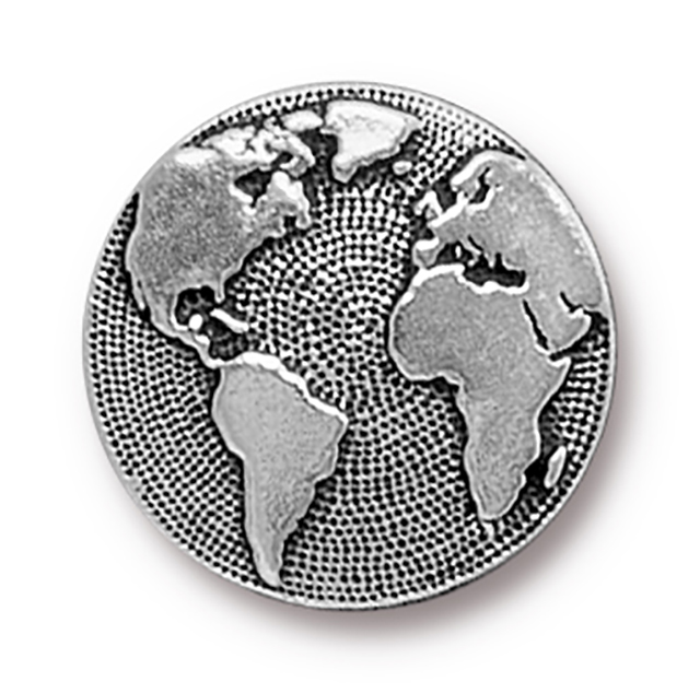 TierraCast : Button - 17mm, 2.3mm Loop, Earth, Antique Silver