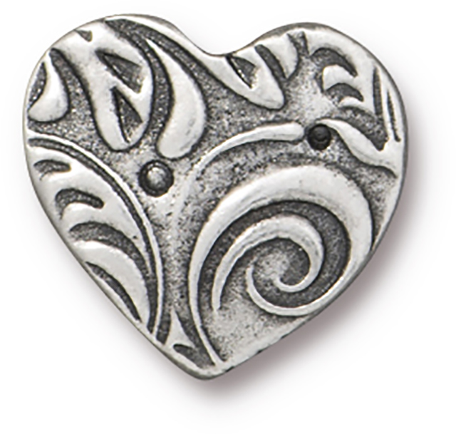 TierraCast : Button - 16.5mm, 2mm Loop, Amor, Antique Pewter