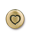 TierraCast : Button - 12mm, 2.3mm Loop, Small Heart, Antique Gold