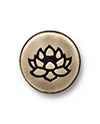 TierraCast : Button - 12mm, 2.3mm Loop, Small Lotus, Brass Oxide