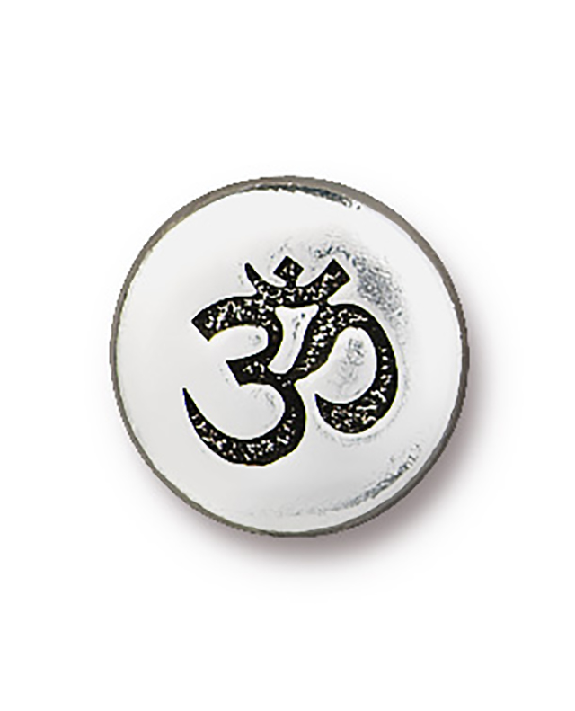 TierraCast : Button - 12mm, 2.3mm Loop, Small Om, Antique Silver