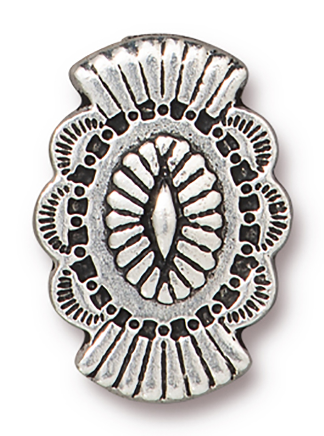 TierraCast : Button - 20 x 14mm, 1.7mm Loop, Western, Antique Silver