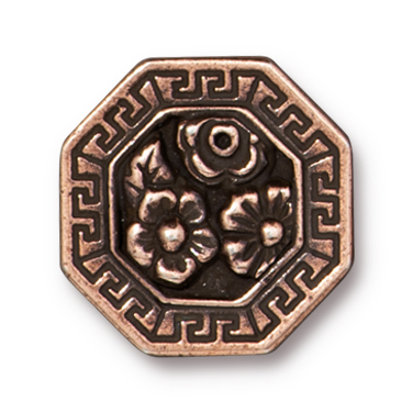 TierraCast : Button - 17.5 x 17.5mm, 3mm Loop, Blossom, Antique Copper