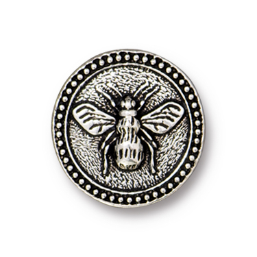 TierraCast : Button - Bee, Antique Silver