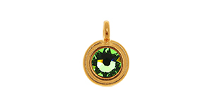 TierraCast : Charm - SS34 Gold Stepped Bezel with Peridot Swarovski Crystal