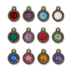 TierraCast : Drop Charm - 13.5 x 10.5mm, 1.5mm Loop, SS34 Beaded Birthstone Mix (36pcs), Brass Oxide