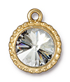 TierraCast : Drop Charm - 12 mm Beaded Round with Swarovski Crystal, Gold