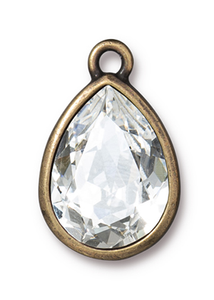 TierraCast : Drop Charm - 4320 18 x 13 mm Plain Pear with Swarovski Crystal, Brass Oxide