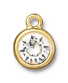 TierraCast : Drop Charm - SS39 8 mm Chaton with Swarovski Crystal, Gold