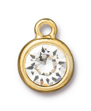 TierraCast : Drop Charm - SS39 8 mm Chaton with Swarovski Crystal, Gold