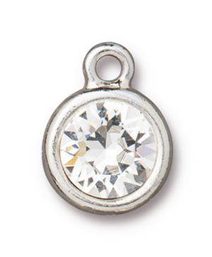 TierraCast : Drop Charm - SS39 8 mm Chaton with Swarovski Crystal, Rhodium