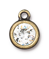 TierraCast : Drop Charm - SS39 8 mm Chaton with Swarovski Crystal, Brass Oxide