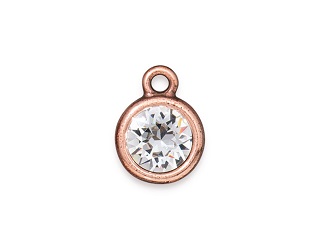 TierraCast : Drop Charm - SS39 8mm Chaton with Swarovski Crystal, Antique Copper