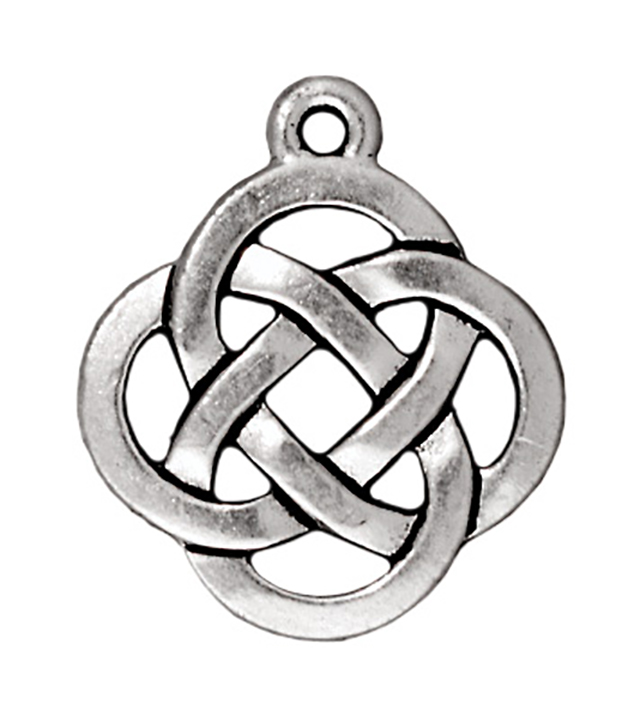 TierraCast : Drop Charm - 20.5 x 17.5mm, 1.3mm Loop, Open Round Pendant, Antique Silver