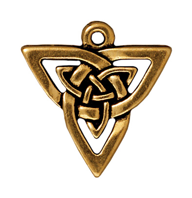 TierraCast : Drop Charm - 21 x 20mm, 1.5mm Loop, Open Triangle Pendant, Antique Gold