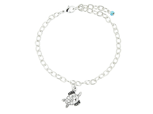 TierraCast : Bracelet - Adjustable 9" Chain, Sea Turtle, Antique Rhodium