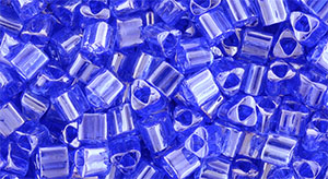 TOHO Triangle 8/0 Tube 2.5" : Transparent-Lustered Sapphire