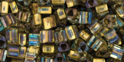 TOHO Triangle 8/0 : Inside-Color Crystal/Gold-Lined