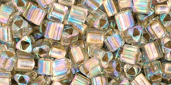 TOHO Triangle 8/0 : Gold-Lined Rainbow Crystal