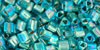 TOHO Triangle 8/0 Tube 2.5" : Gold-Lined Rainbow Aqua