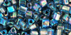 TOHO Triangle 8/0 : Gold-Lined Rainbow Lt Sapphire