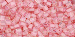 TOHO Triangle 11/0 Tube 2.5" : Inside-Color Rainbow Crystal/Soft Pink-Lined