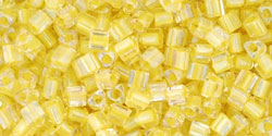 TOHO Triangle 11/0 Tube 5.5" : Inside-Color Crystal/Yellow-Lined