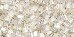 TOHO Triangle 11/0 Tube 2.5" : Silver-Lined Rainbow Crystal