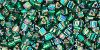 TOHO Triangle 11/0 Tube 2.5" : Silver-Lined Rainbow Green Emerald