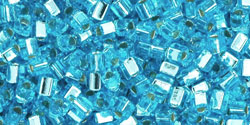 TOHO Triangle 11/0 Tube 2.5" : Silver-Lined Aquamarine