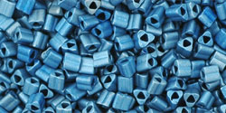 TOHO Triangle 11/0 Tube 5.5" : Higher-Metallic Frosted Mediterranean Blue