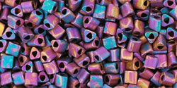 TOHO Triangle 11/0 Tube 5.5" : Higher-Metallic Frosted Mardi Gras