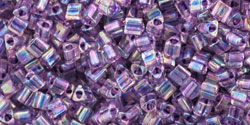 TOHO Triangle 11/0 Tube 2.5" : Inside-Color Rainbow Crystal/Tanzanite-Lined