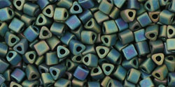 TOHO Triangle 11/0 Tube 2.5" : Frosted Metallic Iris - Green/Brown