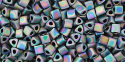 TOHO Triangle 11/0 Tube 2.5" : Opaque-Frosted Rainbow Iris