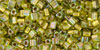 TOHO Triangle 11/0 Tube 2.5" : Gold-Lined Rainbow Peridot