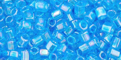 TOHO Hexagon 8/0 : Transparent-Rainbow Dk Aqua