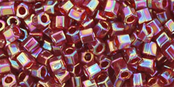 TOHO Hex 8/0 Tube 2.5" : Transparent-Rainbow Ruby