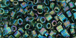 TOHO Hex 8/0 Tube 2.5" : Transparent-Rainbow Green Emerald