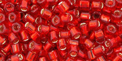 TOHO Hex 8/0 Tube 5.5" : Silver-Lined Siam Ruby