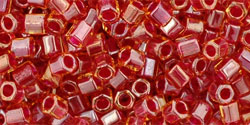 TOHO Hex 8/0 Tube 2.5" : Inside-Color Lt Topaz/Pomegranate-Lined