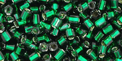 TOHO Hex 8/0 Tube 5.5" : Silver-Lined Green Emerald