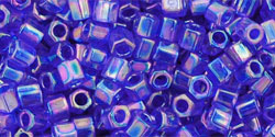 TOHO Hex 8/0 Tube 2.5" : Transparent-Rainbow Cobalt