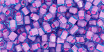 TOHO Hexagon 8/0 : Inside-Color Aqua/Bubble Gum Pink-Lined